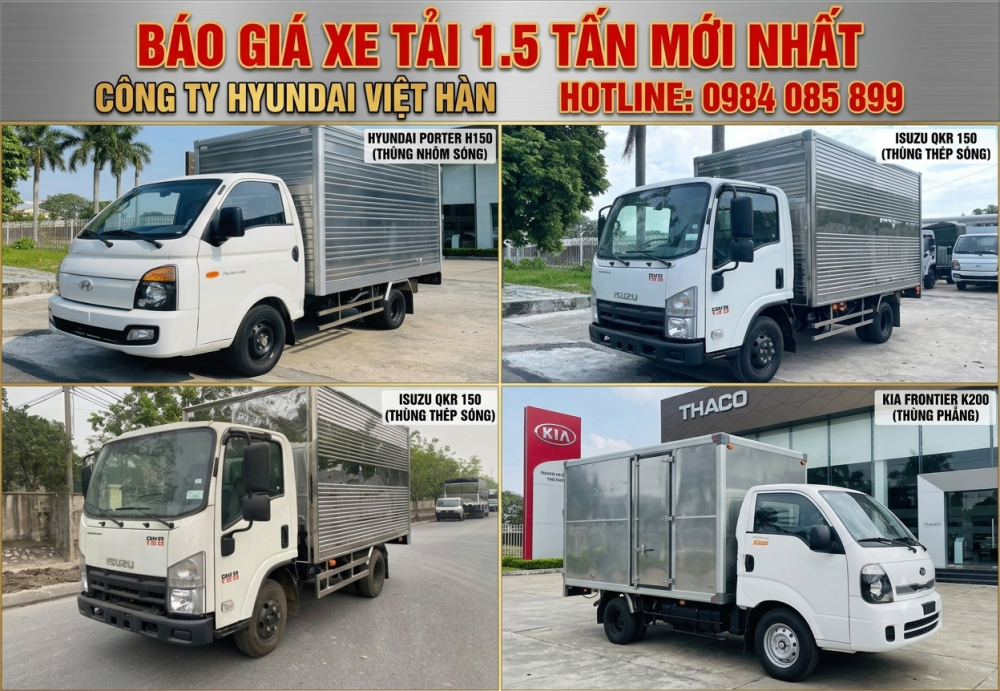 Giá Xe Tải 1.5 Tấn 2026: Bảng Giá H150, K200, QKR Mới Nhất