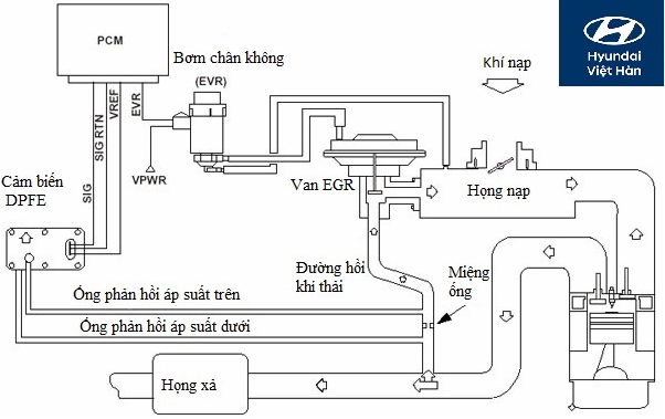 Cấu tạo tuần hoàn khí xả Hyundai 7 tấn Euro5