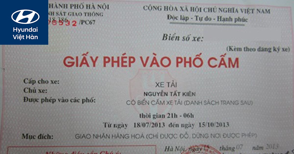 Giấy phép vào phố cấm tại Hà Nội