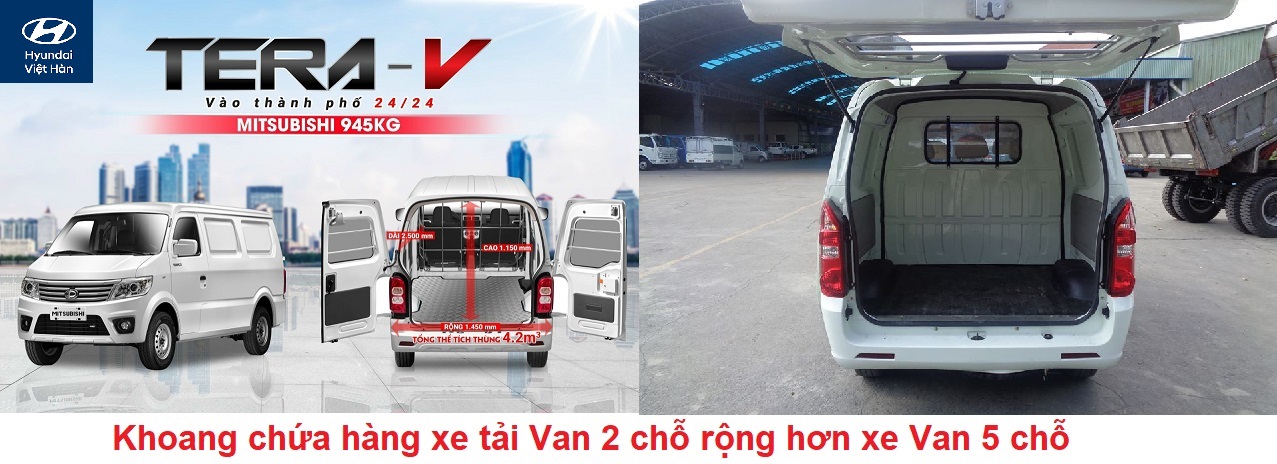 Khoang chứa hàng xe tải Van 2 chỗ rộng hơn 5 chỗ