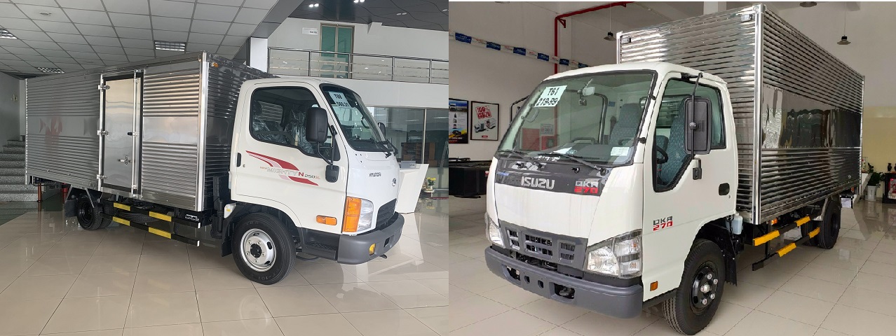 So sánh xe Hyundai N250SL và ISUZU QKR270 thùng kín