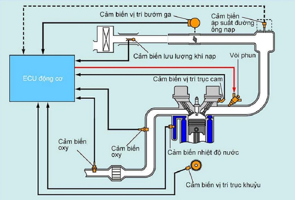 Cấu tạo hệ thống phun xăng điện tử